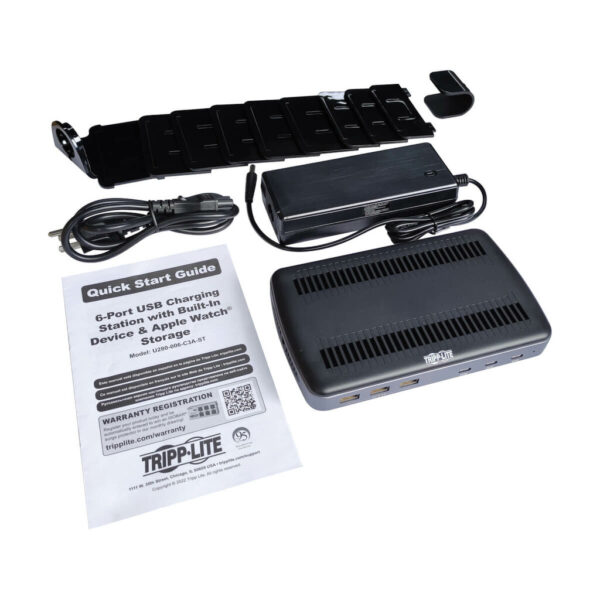 Tripp Lite series 120W Multi-Device Charging Station - 60W USB-C, 2x 20W USB-C, and 3x USB-A Ports for Smartphone, Tablet and Apple Watch with Storage