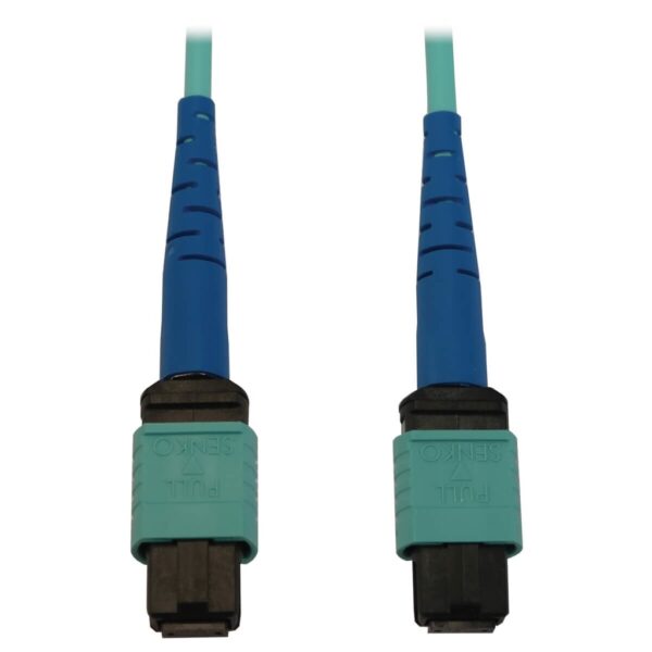 00ff170fc09c218ba21c49d79bf38e8c-2 Tripp Lite series 40/100/400G Multimode 50/125 OM3 Fiber Optic Cable (24F MTP/MPO-PC F/F), LSZH, Aqua, 3 m (9.8 ft.)