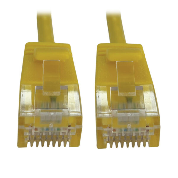 Tripp Lite series Cat6a 10G Snagless Molded Slim UTP Ethernet Cable (RJ45 M/M), PoE, Yellow, 6 in. (15 cm)