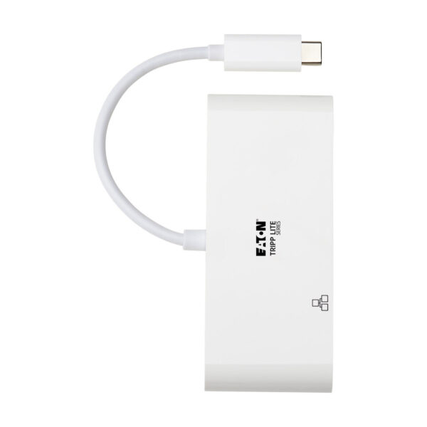 Tripp Lite series 3-Port USB-C Hub - USB 3.x (5Gpbs) Hub Ports, Gigabit Ethernet, 60W PD Charging, White