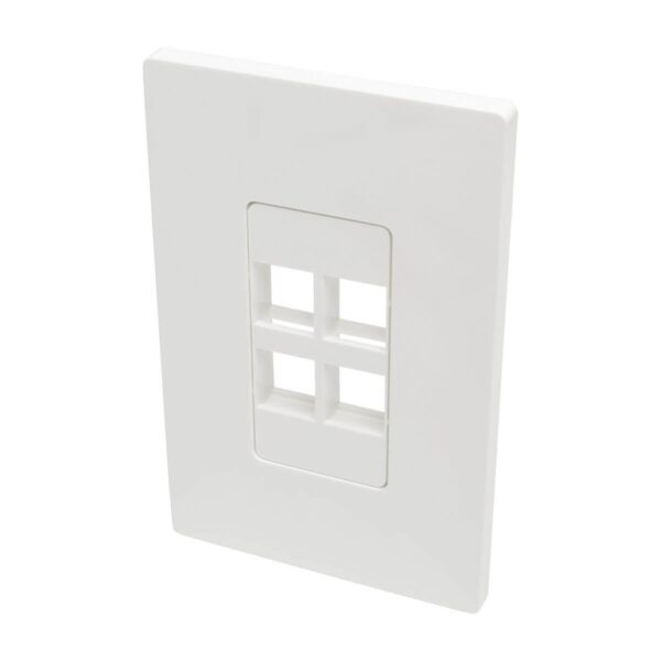 Tripp Lite series 4-Port Keystone Single-Gang Faceplate, White, TAA