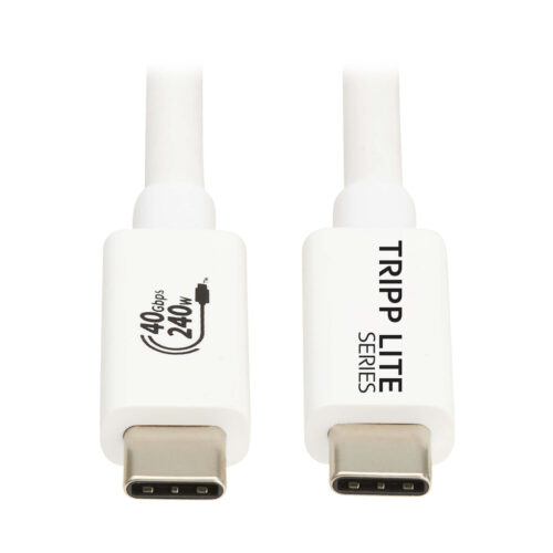 01f49c13f82c6605519fdbafa5b5c9ea Tripp Lite series USB4 40Gbps Cable (M/M) - USB-C, 8K 60 Hz, 240W PD Charging, White, 1 m (3.3 ft.)