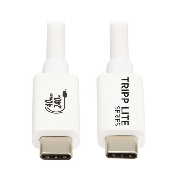 01f49c13f82c6605519fdbafa5b5c9ea Tripp Lite series USB4 40Gbps Cable (M/M) - USB-C, 8K 60 Hz, 240W PD Charging, White, 1 m (3.3 ft.)