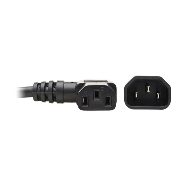 Tripp Lite series Power Extension Cord, Right-Angle C13 to C14 PDU Style - 10A, 250V, 18 AWG, 2 ft. (0.61 m), Black
