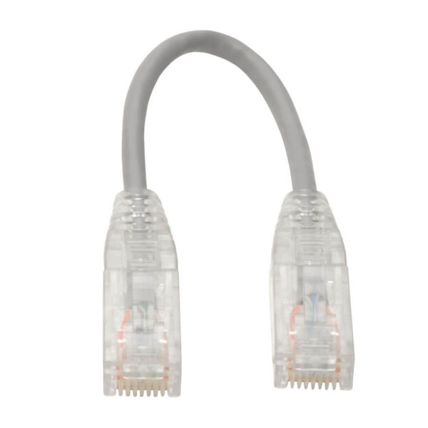 Tripp Lite series Cat6 Gigabit Snagless Slim UTP Ethernet Cable (RJ45 M/M), PoE, Gray, 8-in. (20.32 cm)