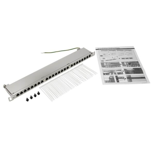 Tripp Lite series Cat5e/Cat6 24-Port Patch Panel - Shielded, Krone IDC, 568A/B, RJ45 Ethernet, 0.5U Rack-Mount, TAA