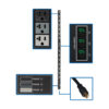 Tripp Lite series 5.7kW 3-Phase Local Metered PDU, 120V Outlets (42 5-15/20R), 208V L21-20P input, 6 ft. (1.83 m) Cord, 0U Vertical, TAA