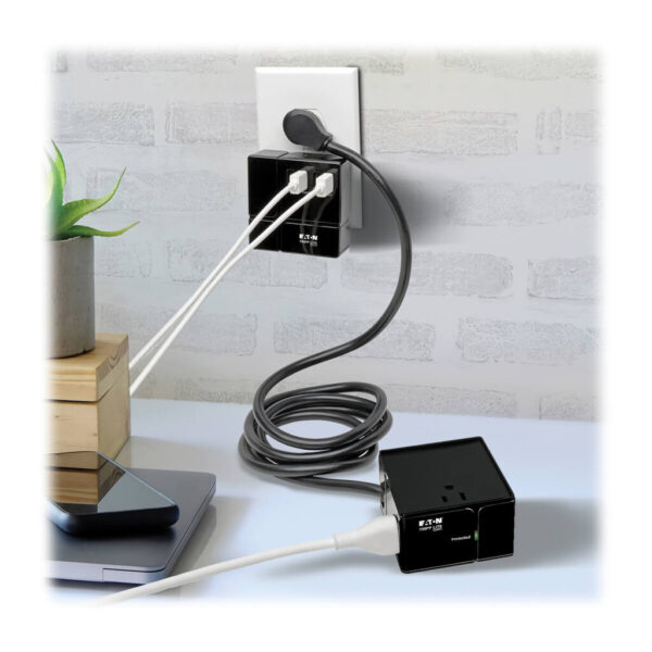 Tripp Lite series Protect It! 3-Outlet Power Cube Surge Protector - 6 USB-A Ports (7.2A Shared), 6 ft. (1.83 m) Cord, 540 Joules, Black