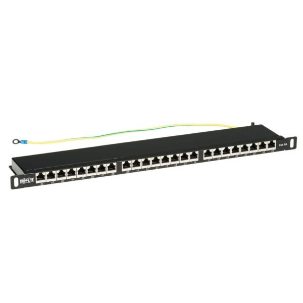 03293e90132f4c79fd6409b52c4b1578 Tripp Lite series Cat6a 24-Port High-Density Shielded Patch Panel - Dual IDC, 568A/B, RJ45 Ethernet, 0.5U Rack-Mount