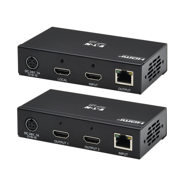 03eca4d804ab345234588d33d6b9ca92 Tripp Lite series 2-Port HDMI over Cat6 Extender Kit, Transmitter/Receiver - 4K 60 Hz, HDR, 4:4:4, PoC, 230 ft. (70.1 m), TAA