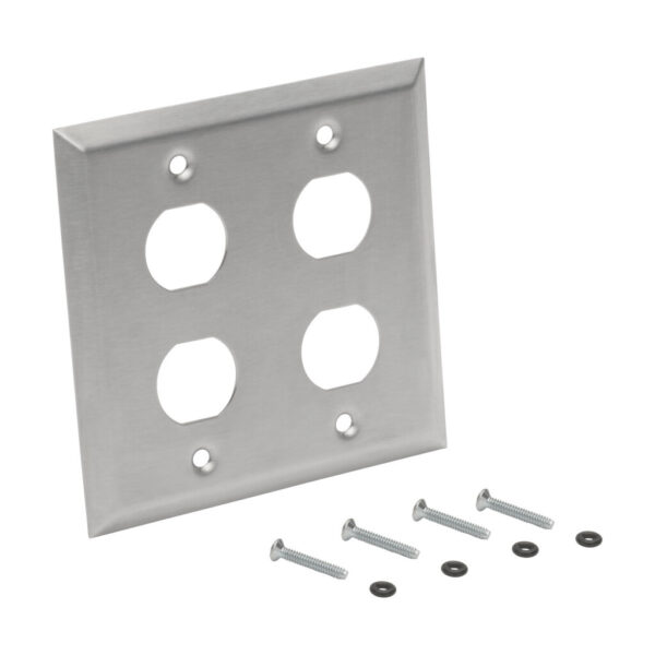 Tripp Lite series 4 Port Double Gang Faceplate, Stainless Steel, Industrial Grade, IP44, TAA