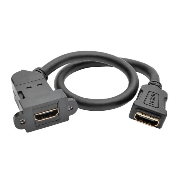 0492e7cb4aef45c1600d87e6e93550d5 Tripp Lite series High-Speed HDMI with Ethernet All-in-One Keystone/Panel Mount Coupler Cable (F/F), Angled Connector, 1 ft. (0.31 m)