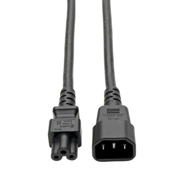 Tripp Lite series Laptop Power Adapter Cord, C14 to C5 Adapter - 7A/125V or 2.5A/250V, 18 AWG, 6 in., Black