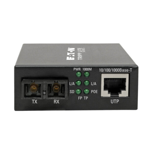 04f6dc647c113ed3315abcae8a317f18 Tripp Lite series Gigabit Singlemode Fiber to Ethernet Media Converter, POE+ - 10/100/1000 SC, 1310 nm, 20 km (12.4 mi.)