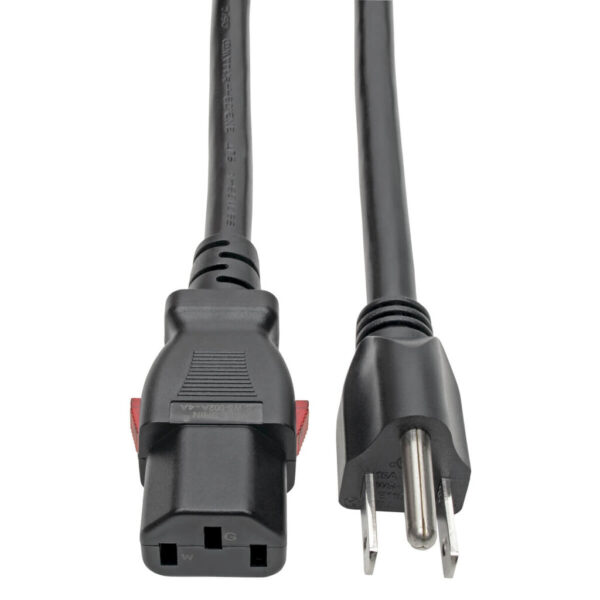 Tripp Lite series Computer Power Cord, NEMA 5-15P to Locking C13 - Heavy-Duty, 15A, 125V, 14 AWG, 3 ft. (0.91 m), Black