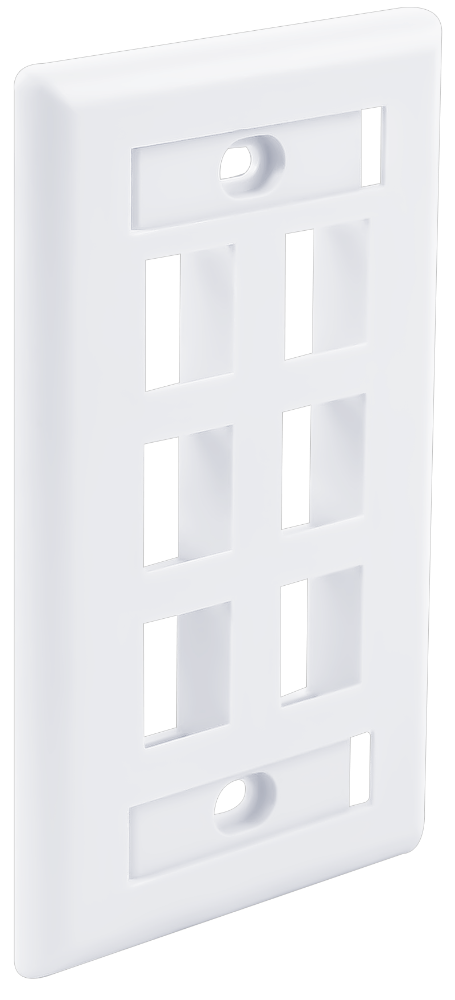FPW6PWH-S Image 6-Port Single Gang, Flush Style, Faceplate, W/Window Labels White