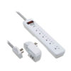 Tripp Lite 7-Outlet Surge Protector, 6 on Strip + 1 on Detachable Charger Plug, 2 USB (2.4A Shared), 900 Joules, 6 ft. Cord, 5-15P, White - TLP616USB