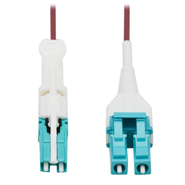 Tripp Lite series 400G Duplex Multimode 50/125 OM4 Fiber Optic Cable (CS-PC/LC-PC), Round LSZH Jacket, Magenta, 1 m