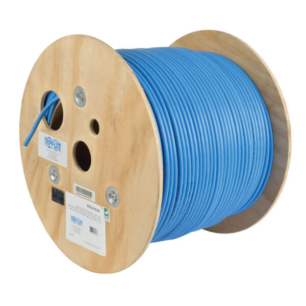 06076131c46bb623333b2ec418d2f633 Tripp Lite series Cat6a 10G-Certified Solid Core UTP CMR PVC Bulk Ethernet Cable, Blue, 1000 ft. (304.8 m)