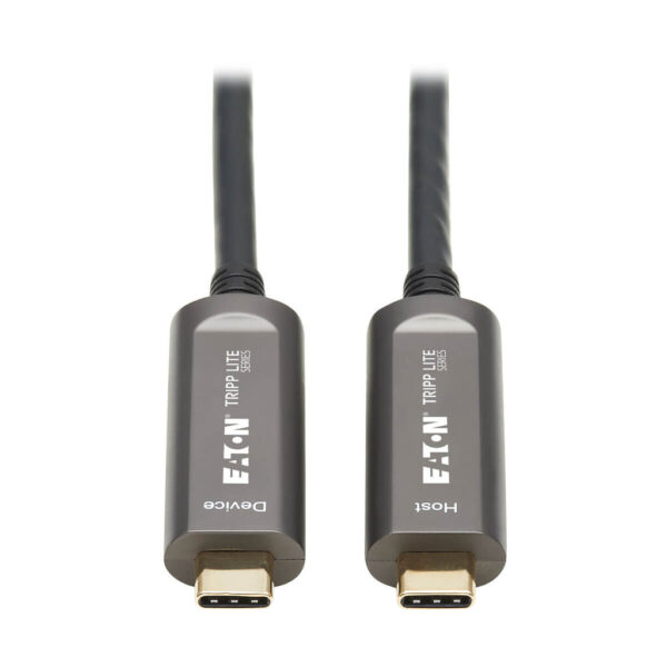 Tripp Lite USB-C Plenum Fiber Active Optical Cable (M/M), USB 3.2 Gen 2 10Gbps, Data Only, Black, 15 m (49 ft.) - U420F-15M-D321