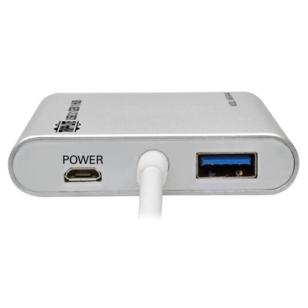 Tripp Lite series 4-Port USB-C Hub, USB 3.x (5Gbps), 4x USB-A Ports, USB Micro-B Power Input, Silver