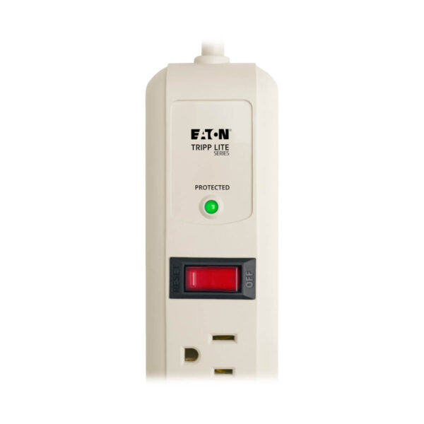 Tripp Lite series Protect It! 7-Outlet Surge Protector, 4 ft. (1.22 m) Cord, 1080 Joules, 1 Diagnostic LED, Light Gray Housing - TLP74R