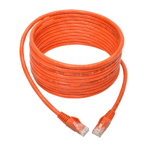 0707d4637b9cb27c3b889ab26d4b0745 Tripp Lite series Cat6 Gigabit Snagless Molded (UTP) Ethernet Cable (RJ45 M/M), PoE, Orange, 15 ft. (4.57 m)