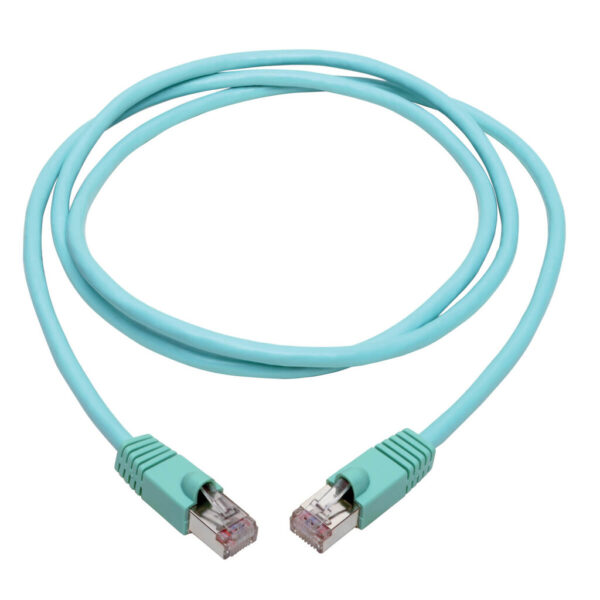 07775f8b18bbd834ef12461bbfd4f7c6 Tripp Lite series Cat6a 10G Snagless Shielded STP Ethernet Cable (RJ45 M/M), PoE, Aqua, 6 ft. (1.83 m)
