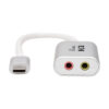 07910f607ad8b601fd34218851db1121 Tripp Lite series 2-Port USB-C to 3.5 mm Stereo Audio Adapter - USB 2.0, Silver