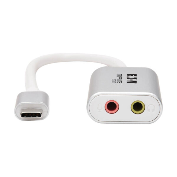 07910f607ad8b601fd34218851db1121 Tripp Lite series 2-Port USB-C to 3.5 mm Stereo Audio Adapter - USB 2.0, Silver