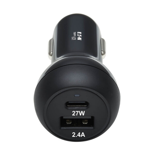 08bfd07ace95b06803f54589e015b00c Tripp Lite series Dual-Port USB Car Charger with 39W Charging - USB-C (27W) PD 3.0, USB-A (12W), Black