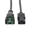 Tripp Lite series Hospital-Grade Power Cord, NEMA 5-15P to C13 - Green Dot, 10A, 125V, 18 AWG, 8 ft. (2.43 m) Coiled Cord, Black
