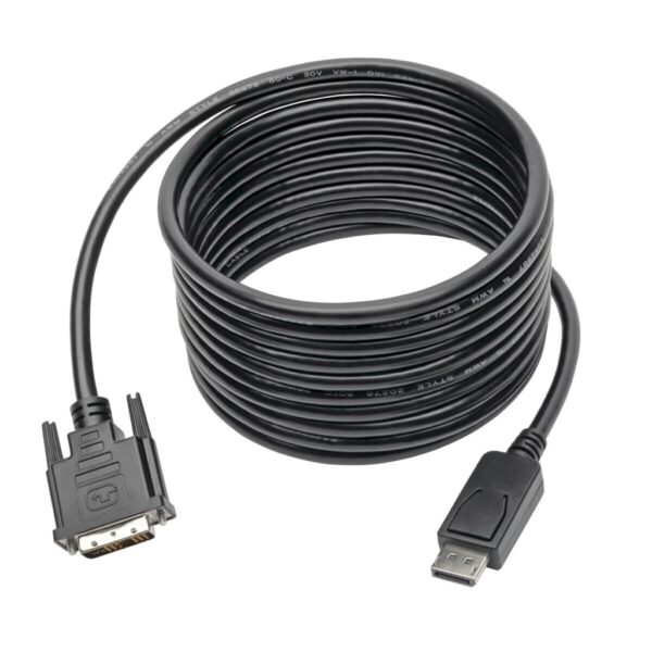 Tripp Lite series DisplayPort to DVI Adapter Cable (DP with Latches to DVI-D Single Link M/M), 15 ft. (4.6 m)