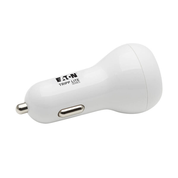 095833c67e4bb92fe0056d3b8a6d2b15 Tripp Lite series Dual-Port USB Car Charger - 30W PD Charging, USB-C (18W) & USB-A (12W), USB-C to Lightning Cable, White