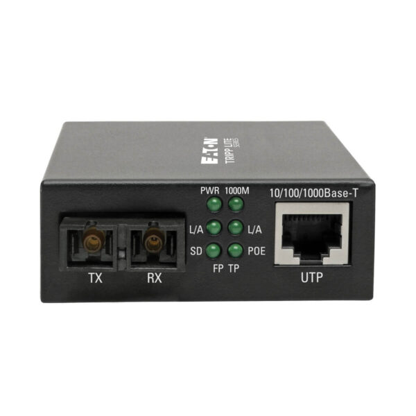 Tripp Lite series Gigabit Multimode Fiber to Ethernet Media Converter, POE+ - 10/100/1000 SC, 850 nm, 550M (1804.46 ft.)