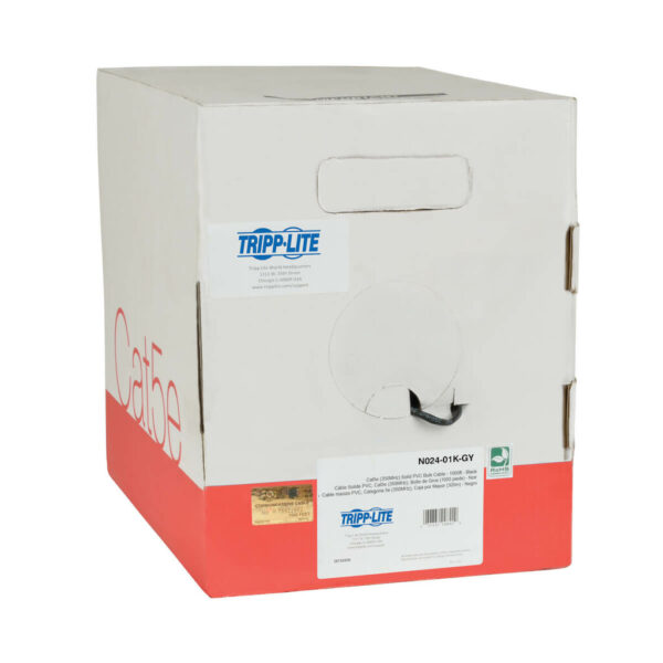 09ab5b9635e31eab0e3bed4891ae0f87 Tripp Lite series Cat5e 350 MHz Solid Core Plenum-Rated (UTP) PVC Bulk Ethernet Cable - Gray, 1000 ft. (304.8 m)
