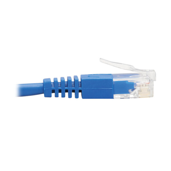 09af42ae4cb6941f2a9eca91f2090b05-7 Tripp Lite series Down-Angle Cat6 Gigabit Molded Slim UTP Ethernet Cable (RJ45 Right-Angle Down M to RJ45 M), Blue, 1 ft. (0.31 m)