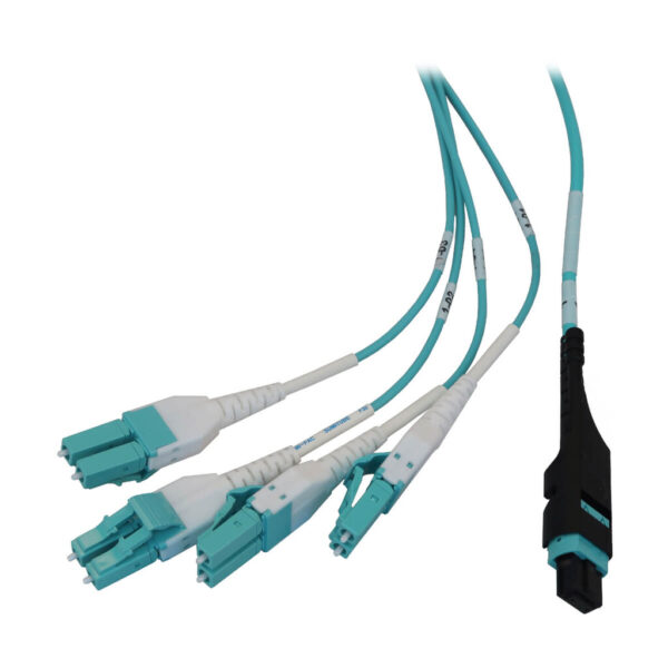 Tripp Lite series Preloaded Fiber Panel, 1U - 4x (12F MTP/MPO-PC to 4x LC Duplex F/M) 8F Trunk Cables, OM4 Multimode, 10 m (32.8 ft.)
