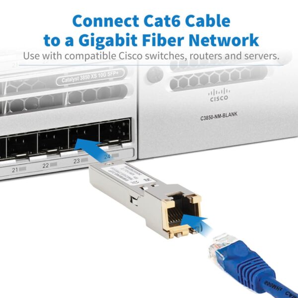 0a0aec9c746ef61562f8aa15f3a420d2 Tripp Lite series Cisco-Compatible GLC-TE SFP Transceiver - 10/100/1000Base-TX, Copper, RJ45, Cat6, 328.08 ft. (100 m)