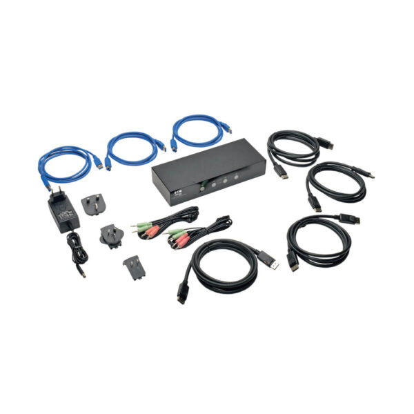 Tripp Lite series 4-Port DisplayPort KVM Switch with Audio, Cables and USB 3.0 SuperSpeed Hub