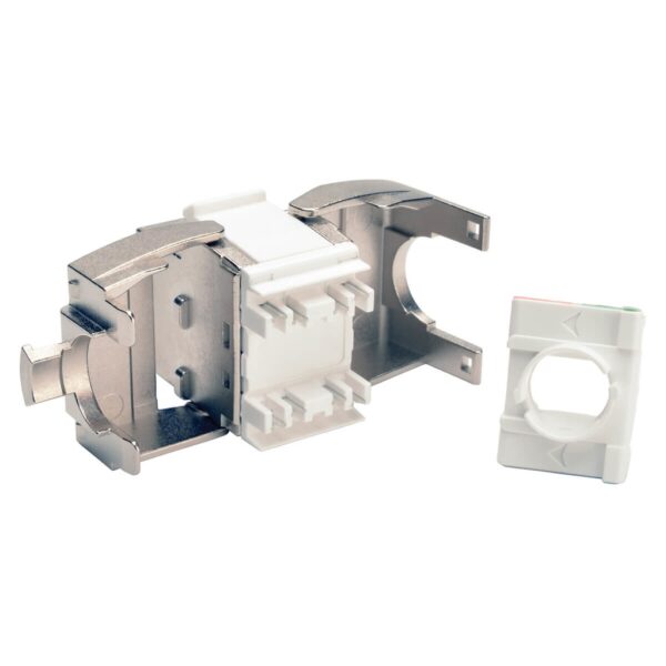 Tripp Lite series Toolless Shielded Cat6a Keystone Jack, PoE/PoE+ Compliant, Shuttered - Silver, TAA
