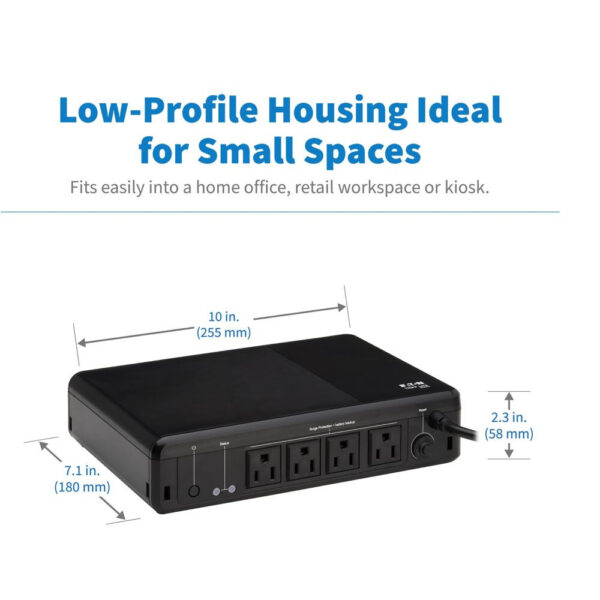 Tripp Lite series 600VA 300W 120V Standby UPS - 4 NEMA 5-15R Outlets (Surge + Battery Backup), 5-15P Plug, Desktop