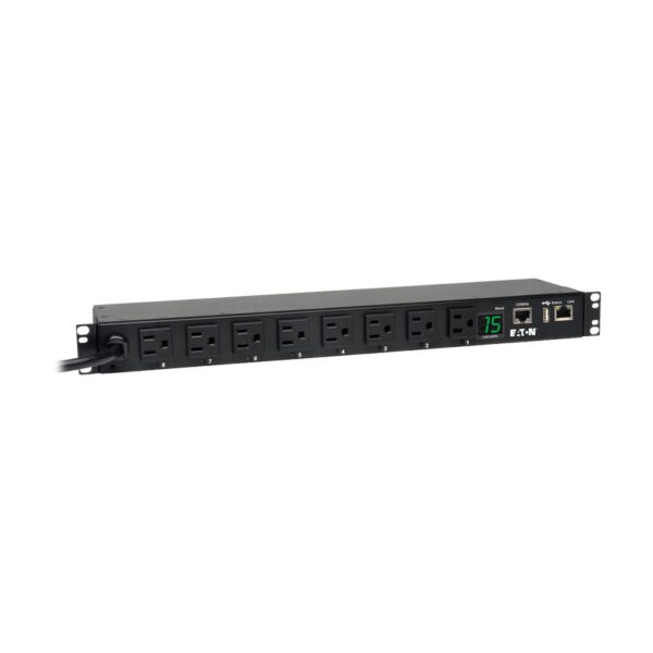 0a4b27f7d1d86303f950127fa063aa4b Eaton 1.4kW Single-Phase Switched PDU, LX Interface, 120V Outlets (8 5-15R), NEMA 5-15P, 12 ft. (3.66 m) Cord, 1U Rack, TAA