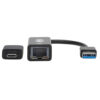 Tripp Lite series USB-C, USB-A to RJ45 Gigabit Ethernet Network Adapter (2xM/F), USB 3.2 Gen 1, Black
