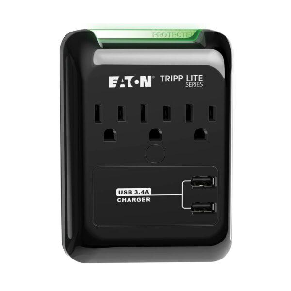 0b67535ff0e59b9475ebd5e542ed1b6b Tripp Lite series Protect It! 3-Outlet Surge Protector, Direct Plug-In, 540 Joules, 3.4 A USB Charger, Diagnostic LED