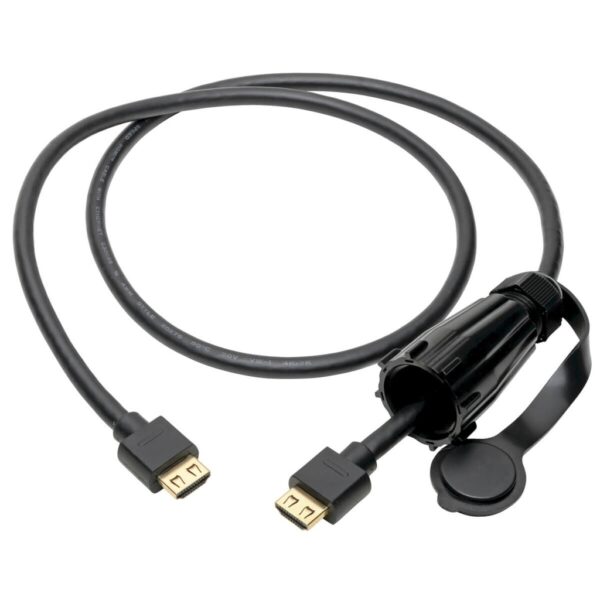 Tripp Lite series High-Speed HDMI Cable (M/M) - 4K 60 Hz, HDR, Industrial, IP68, Hooded Connector, Black, 3 ft.