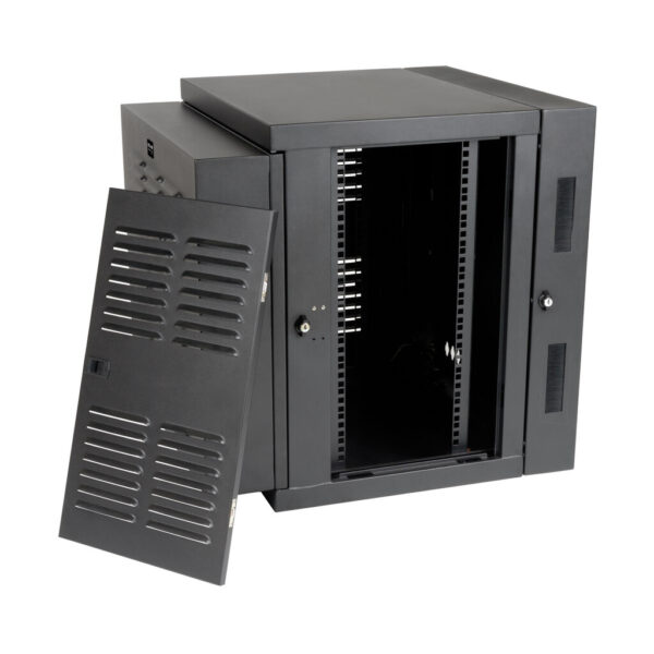 Tripp Lite series SmartRack 12U Switch-Depth Wall-Mount Small Rack Enclosure for Harsh Environments, Hinged Back