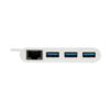 Tripp Lite series 3-Port USB 3.x (5Gbps) Hub with LAN Port, USB-C to 3x USB-A Ports and Gigabit Ethernet, White