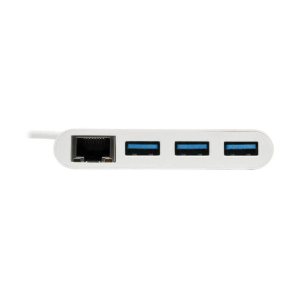Tripp Lite series 3-Port USB 3.x (5Gbps) Hub with LAN Port, USB-C to 3x USB-A Ports and Gigabit Ethernet, White