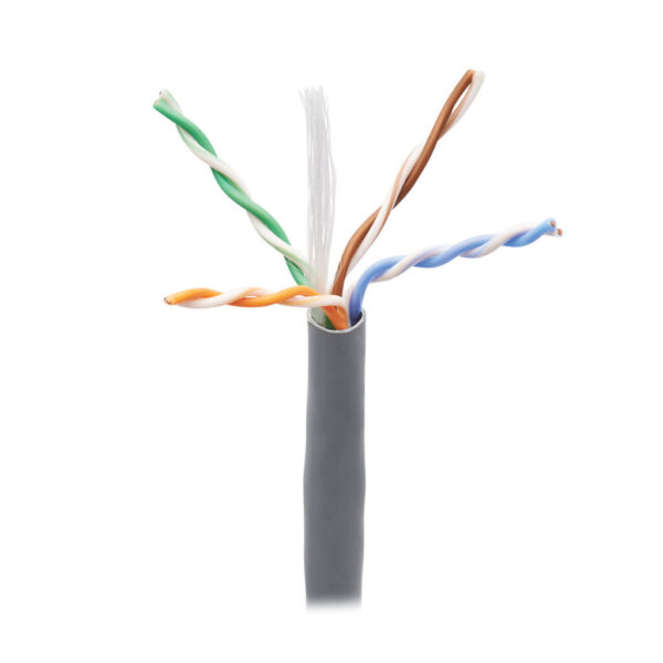 Tripp Lite series Cat6 Gigabit Solid Core UTP Bulk Ethernet Cable, CMP-LP 0.5A Plenum, 100W PoE/PoE++, Gray, 1000 ft. (304.8 m)